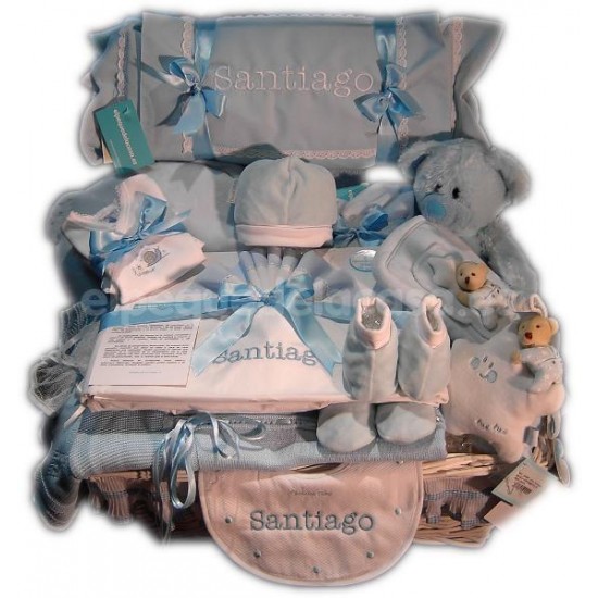 Canastilla XL azul de regalo para recién nacido